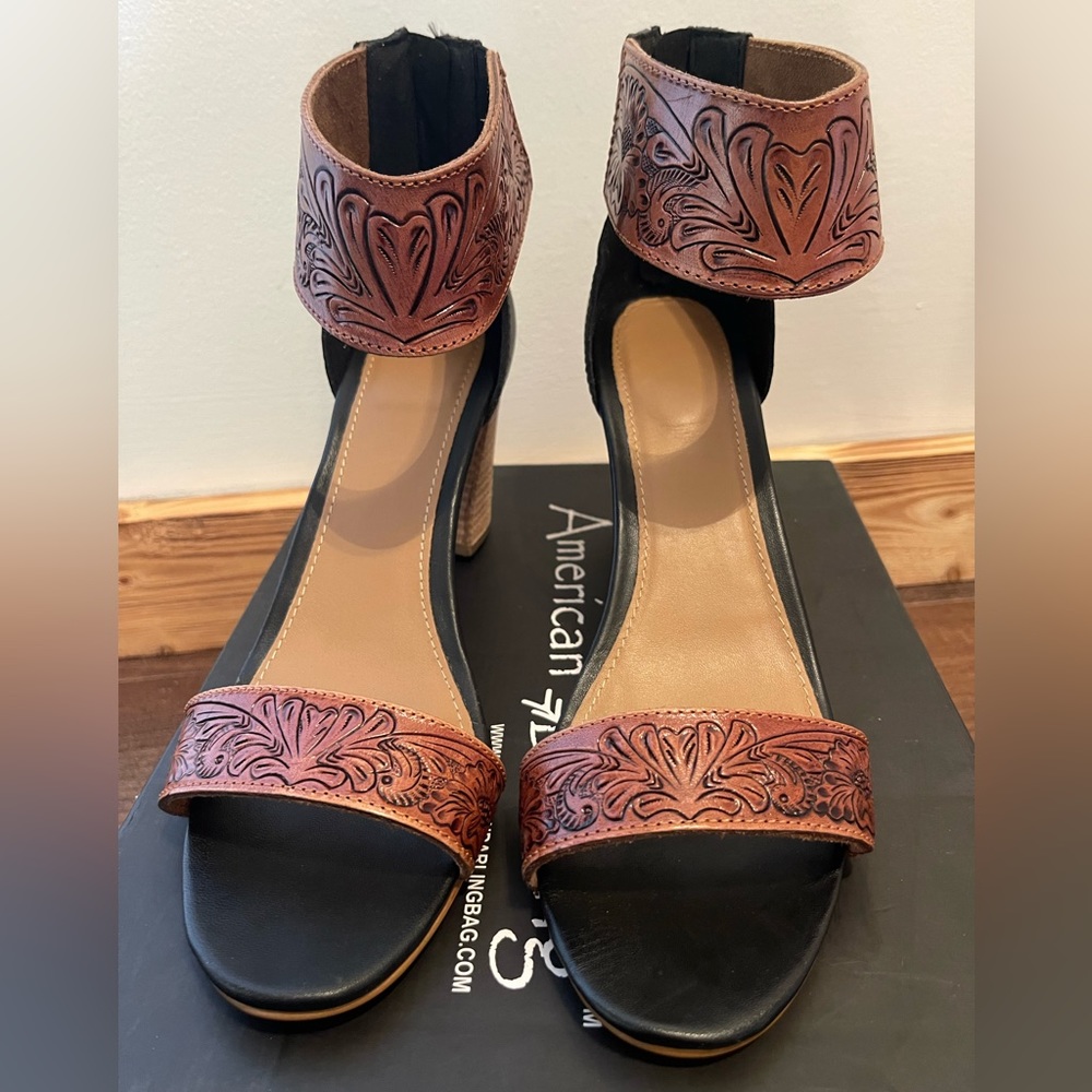 New Leather Tooled heels size 10